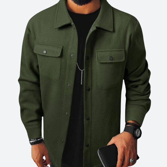 Basser - Heren Overhemd | Relaxed Fit-Basser-Olijfgroen-S-Basser