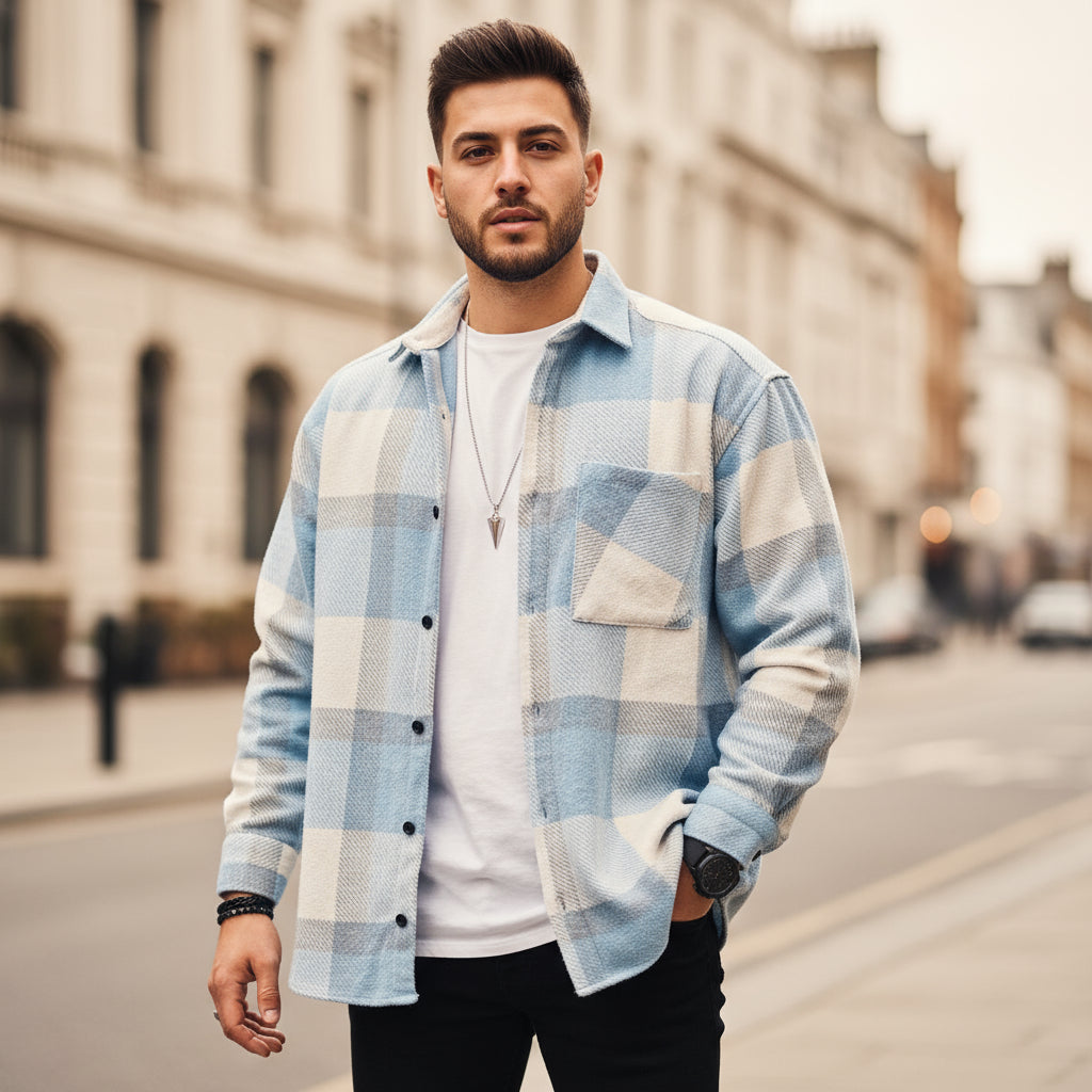 Basser - Heren Overshirt | Relaxed Fit-Basser-Blauw-XS-Basser