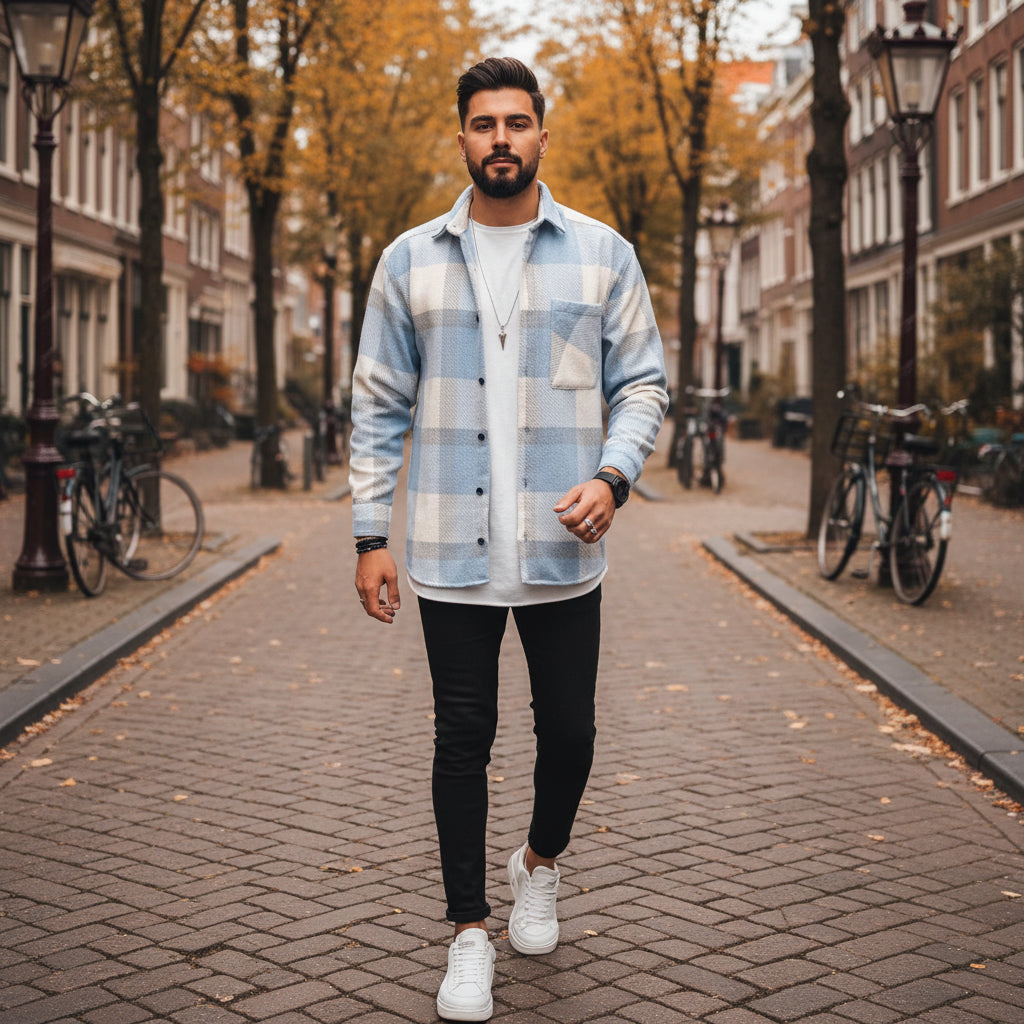 Basser - Heren Overshirt | Ruitpatroon-Casual Shirts: Casual Shirts-Basser-Basser