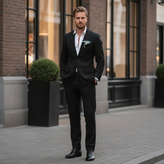 Basser - Heren Pak | Getailleerde Pasvorm-Herenpakken-Basser-Zwart-XS-Basser