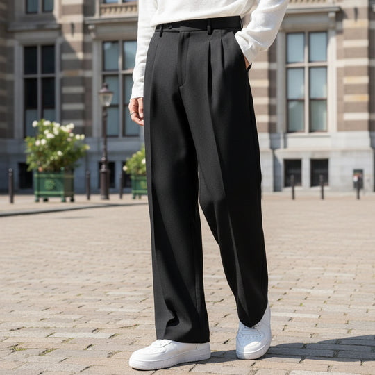 Basser - Heren Pantalon | Licht Oversized Fit-Basser-Zwart-S-Basser