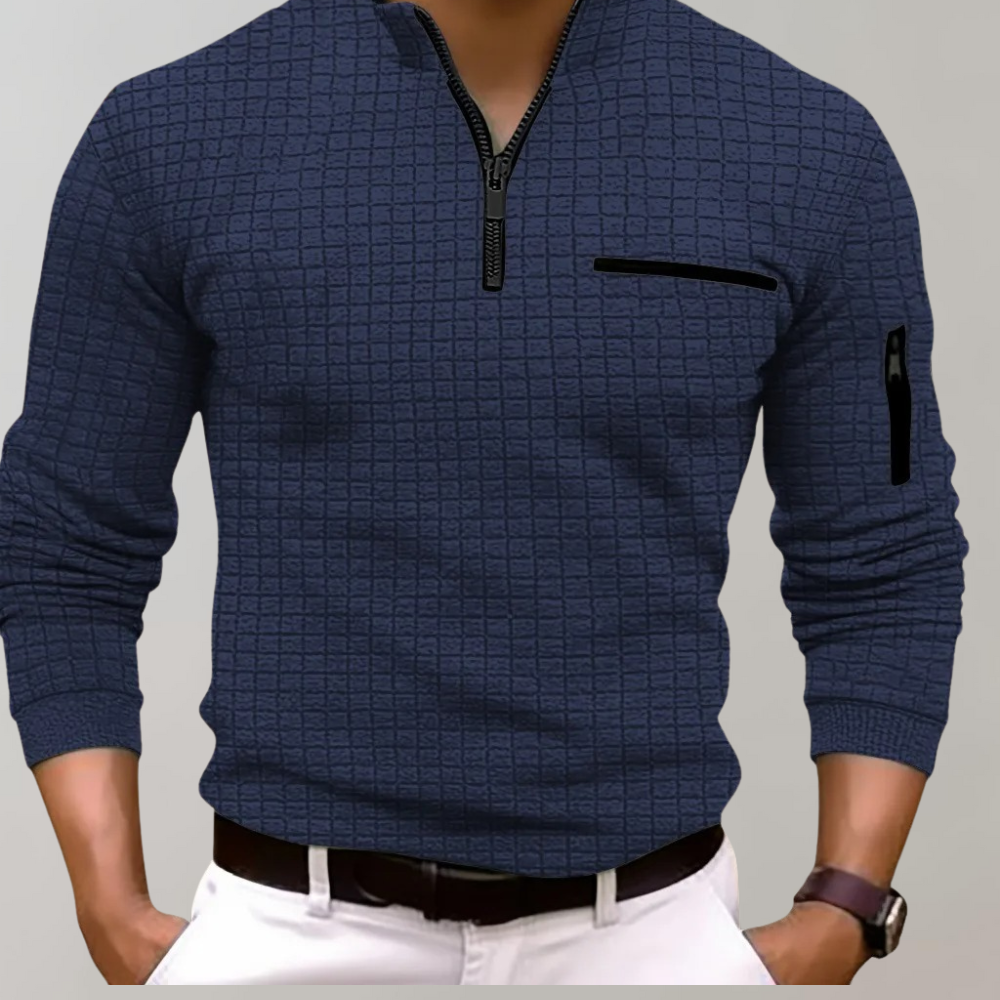 Basser - Heren Poloshirt | Lange Mouwen-Basser-Blauw-S-Basser