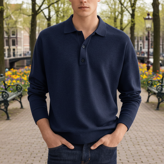 Basser - Heren Poloshirt | Lange Mouwen-Basser-Blauw-S-Basser