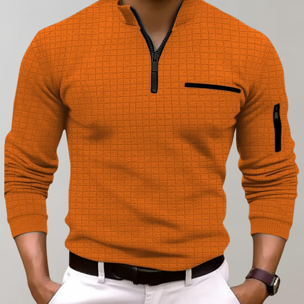 Basser - Heren Poloshirt | Lange Mouwen-Basser-Oranje-S-Basser