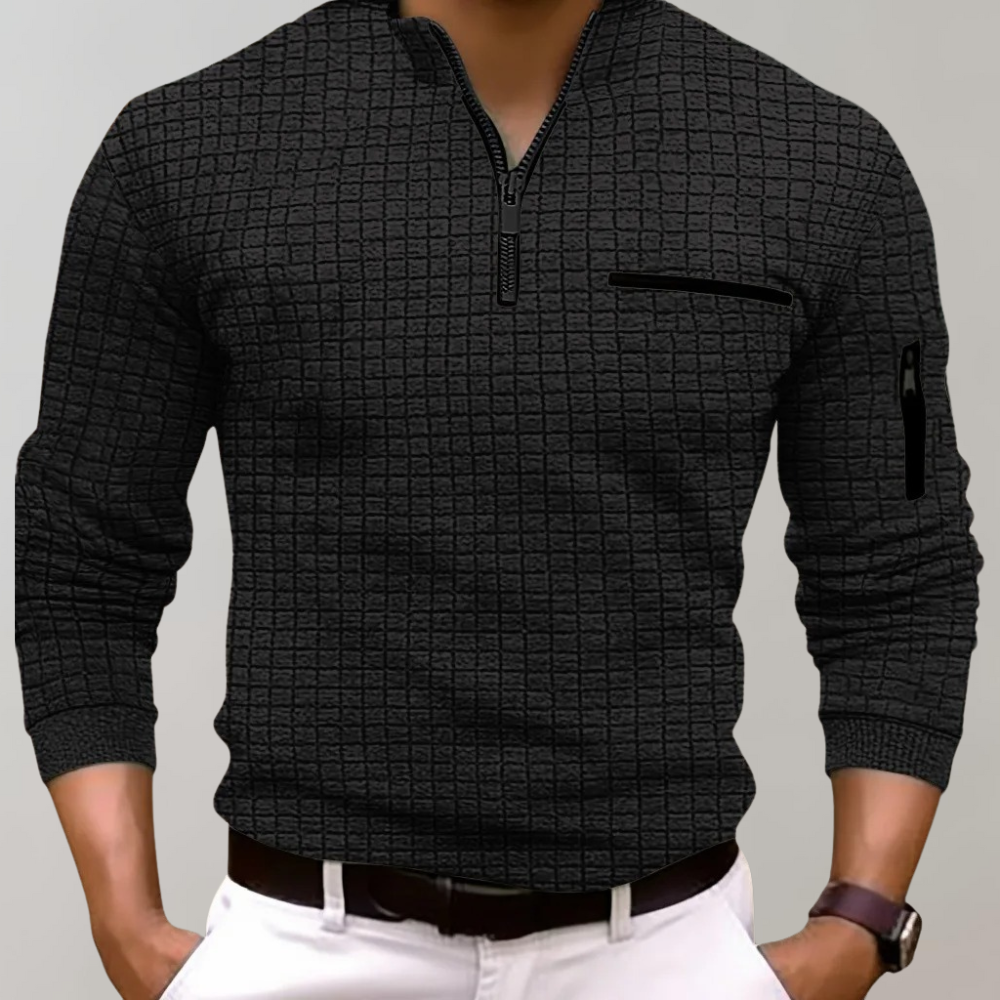 Basser - Heren Poloshirt | Lange Mouwen-Basser-Zwart-S-Basser