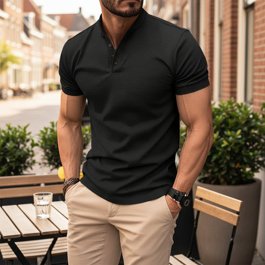 Basser - Heren Poloshirt | Verfijnde Pasvorm-Basser-Zwart-S-Basser