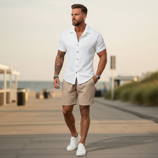 Basser - Heren Set | Klassiek Overhemd met Shorts-Sets voor heren-Basser-Basser