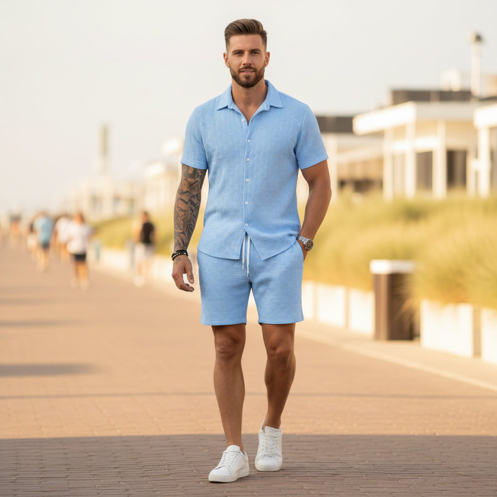 Basser - Heren Set | Klassiek Overhemd met Shorts-Sets voor heren-Basser-Basser