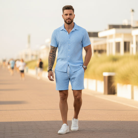 Basser - Heren Set | Klassiek Overhemd met Shorts-Sets voor heren-Basser-Basser