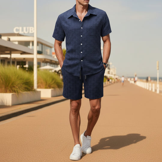 Basser - Heren Set | Klassiek Overhemd met Shorts-Sets voor heren-Basser-Basser