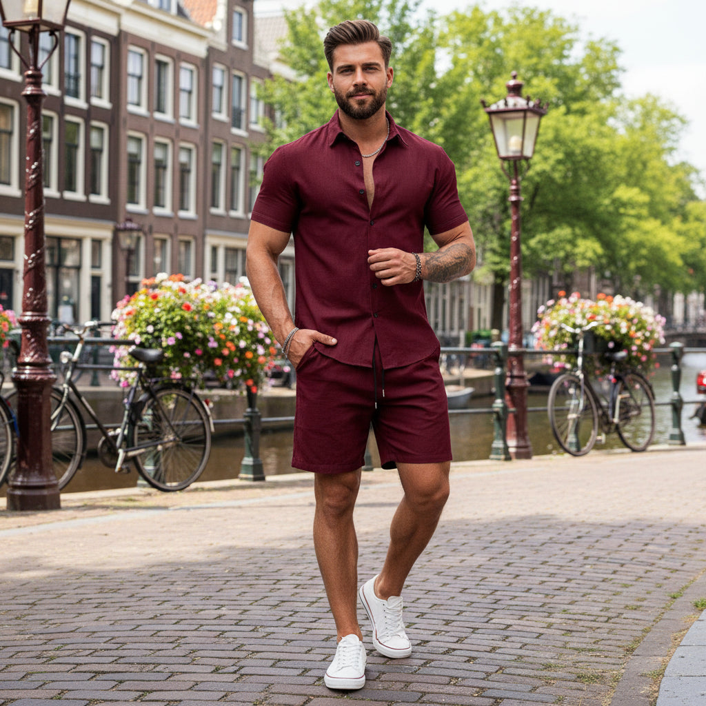 Basser - Heren Set | Losvallend Ontwerp-Basser-Bordeaux-S-Basser