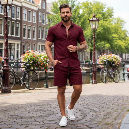 Basser - Heren Set | Losvallend Ontwerp-Basser-Bordeaux-S-Basser