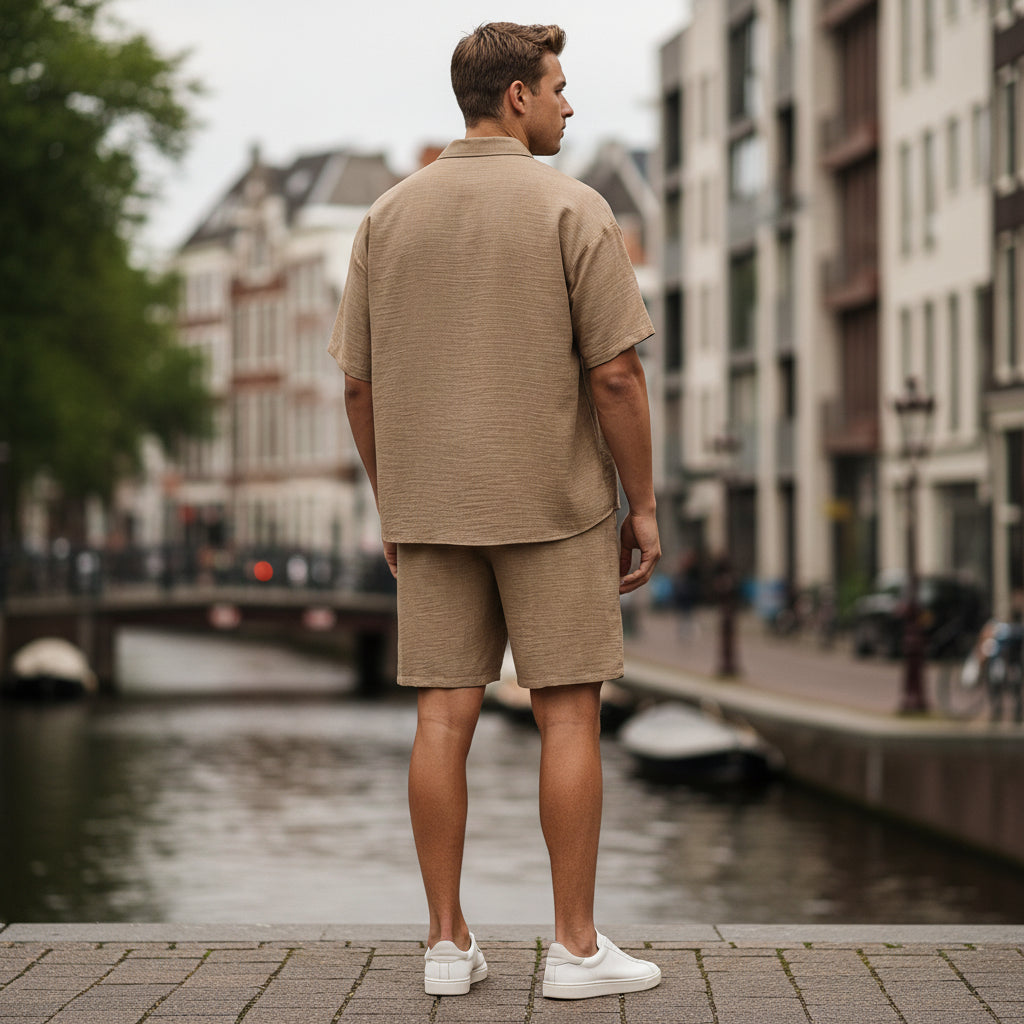 Basser - Heren Set | Losvallend Overhemd en Shorts-Sets voor heren-Basser-Basser