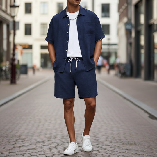 Basser - Heren Set | Losvallend Overhemd en Shorts-Sets voor heren-Basser-Basser