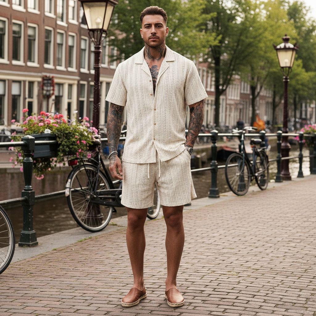 Basser - Heren Set | Luchtig Overhemd en Shorts-Sets voor heren-Basser-Basser