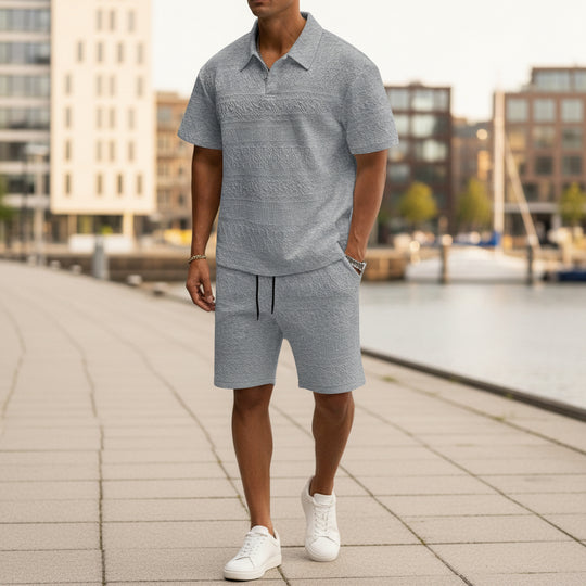 Basser - Heren Set | Modieuze Polo en Shorts-Sets voor heren-Basser-Grijs-S-Basser