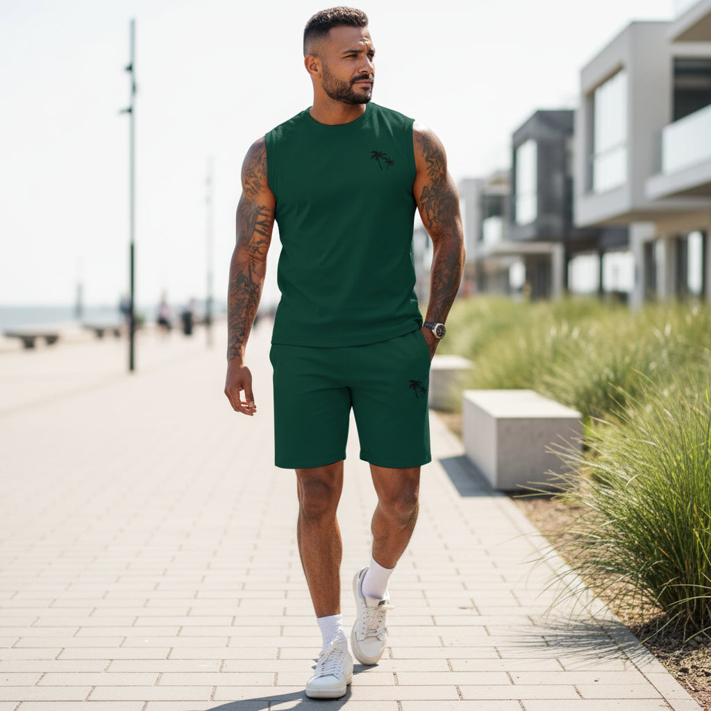 Basser - Heren Set | Sportieve Zomerlook-Sets voor heren-Basser-Donkergroen-S-Basser