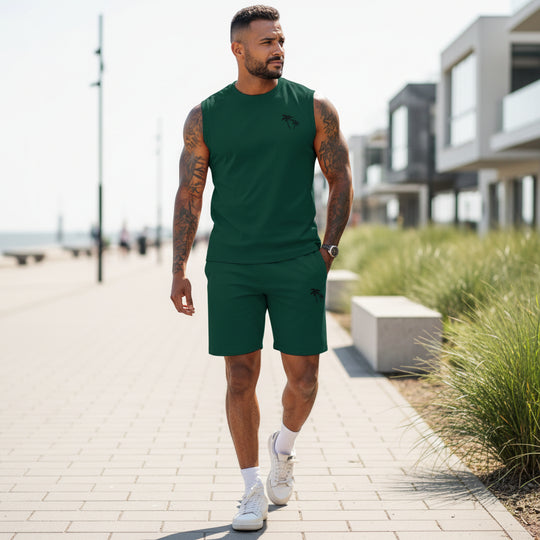 Basser - Heren Set | Sportieve Zomerlook-Sets voor heren-Basser-Donkergroen-S-Basser