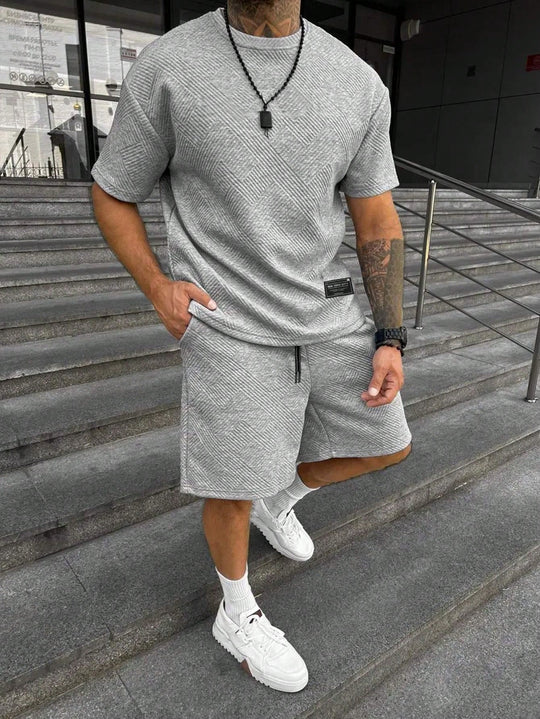 Basser - Heren Set | Sportieve Zomerlook-Sets voor heren-Basser-Grijs-S-Basser