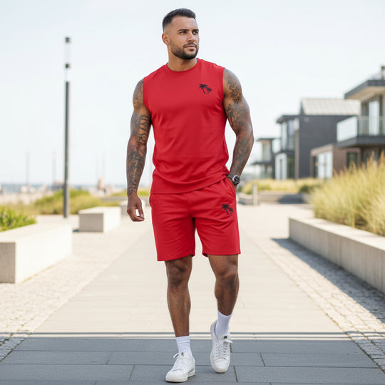 Basser - Heren Set | Sportieve Zomerlook-Sets voor heren-Basser-Rood-S-Basser