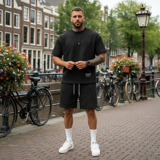 Basser - Heren Set | Sportieve Zomerlook-Sets voor heren-Basser-Zwart-S-Basser