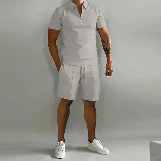 Basser - Heren Set | Verfijnde Polo en Short-Basser-grijs-S-Basser