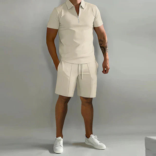 Basser - Heren Set | Verfijnde Polo en Short-Basser-khaki-S-Basser