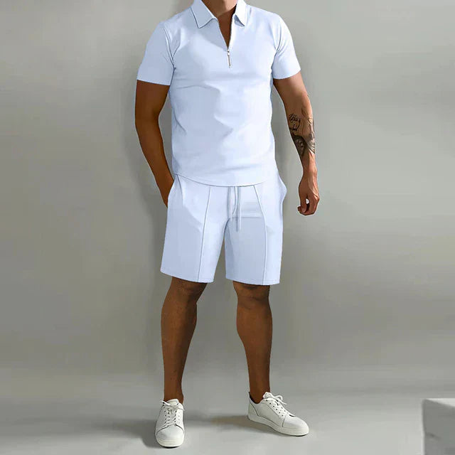 Basser - Heren Set | Verfijnde Polo en Short-Basser-wit-S-Basser