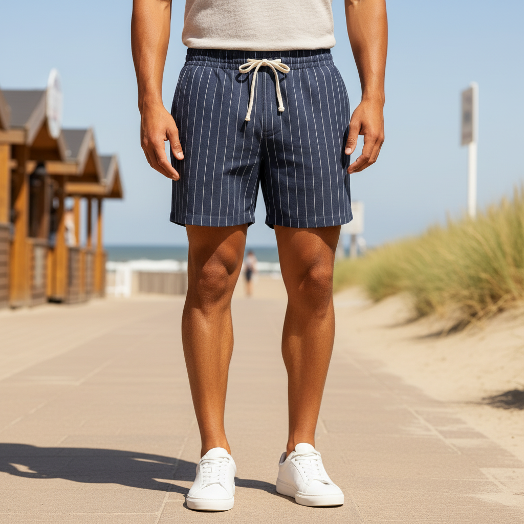 Basser - Heren Shorts | Gestreept Design-Basser-Blauw-S-Basser