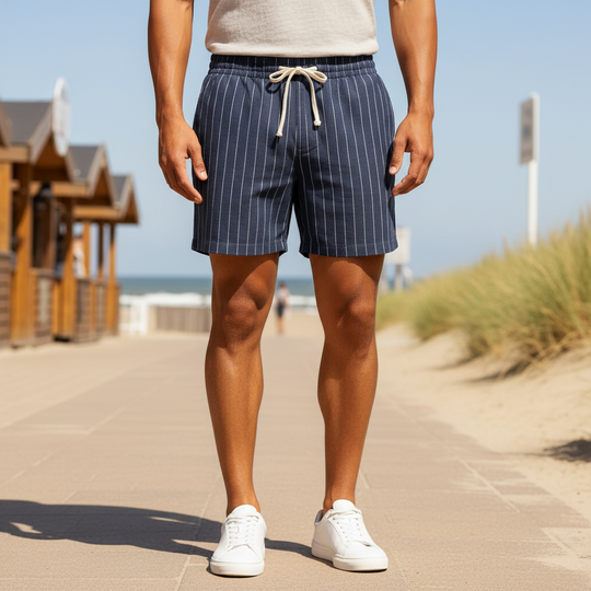 Basser - Heren Shorts | Gestreept Design-Basser-Blauw-S-Basser