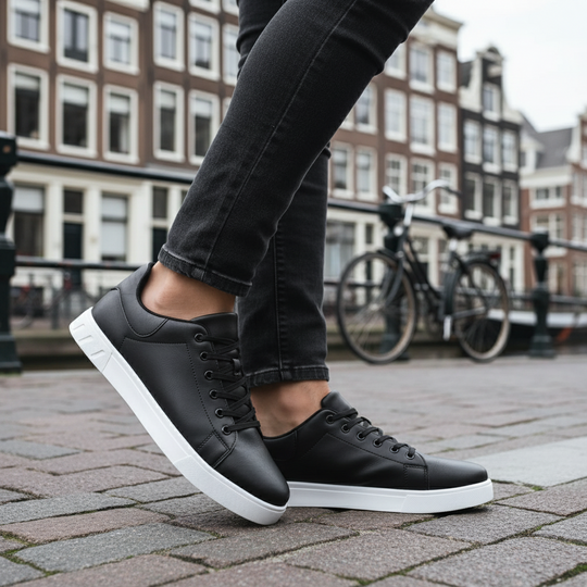 Basser - Heren Sneakers | Dikke Rubber Zool-Basser-Zwart-39-Basser