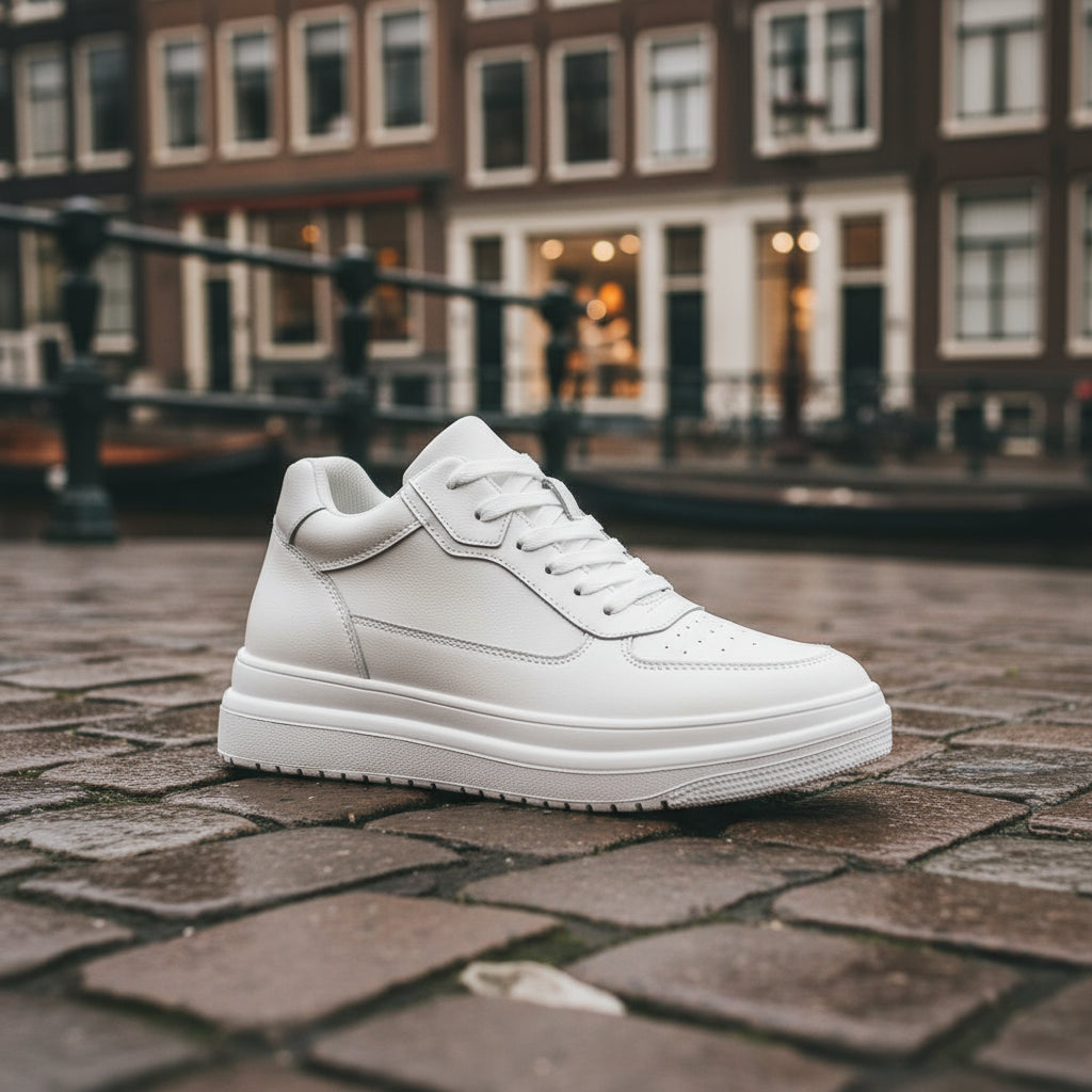 Basser - Heren Sneakers | Verborgen Verhoging-Basser-Wit +10CM-37-Basser