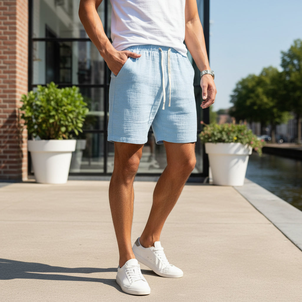 Basser - Heren Sportshorts | Verstelbare Taille-Basser-Blauw-S-Basser