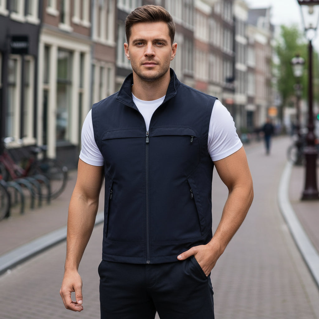 Basser - Heren Sportvest | Ademend Ontwerp-Basser-Donkerblauw-XS-Basser