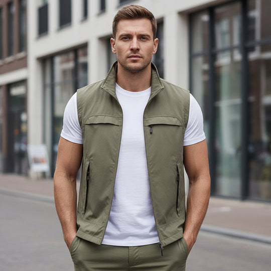 Basser - Heren Sportvest | Ademend Ontwerp-Basser-Khaki-XS-Basser
