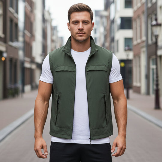 Basser - Heren Sportvest | Ademend Ontwerp-Basser-Legergroen-XS-Basser
