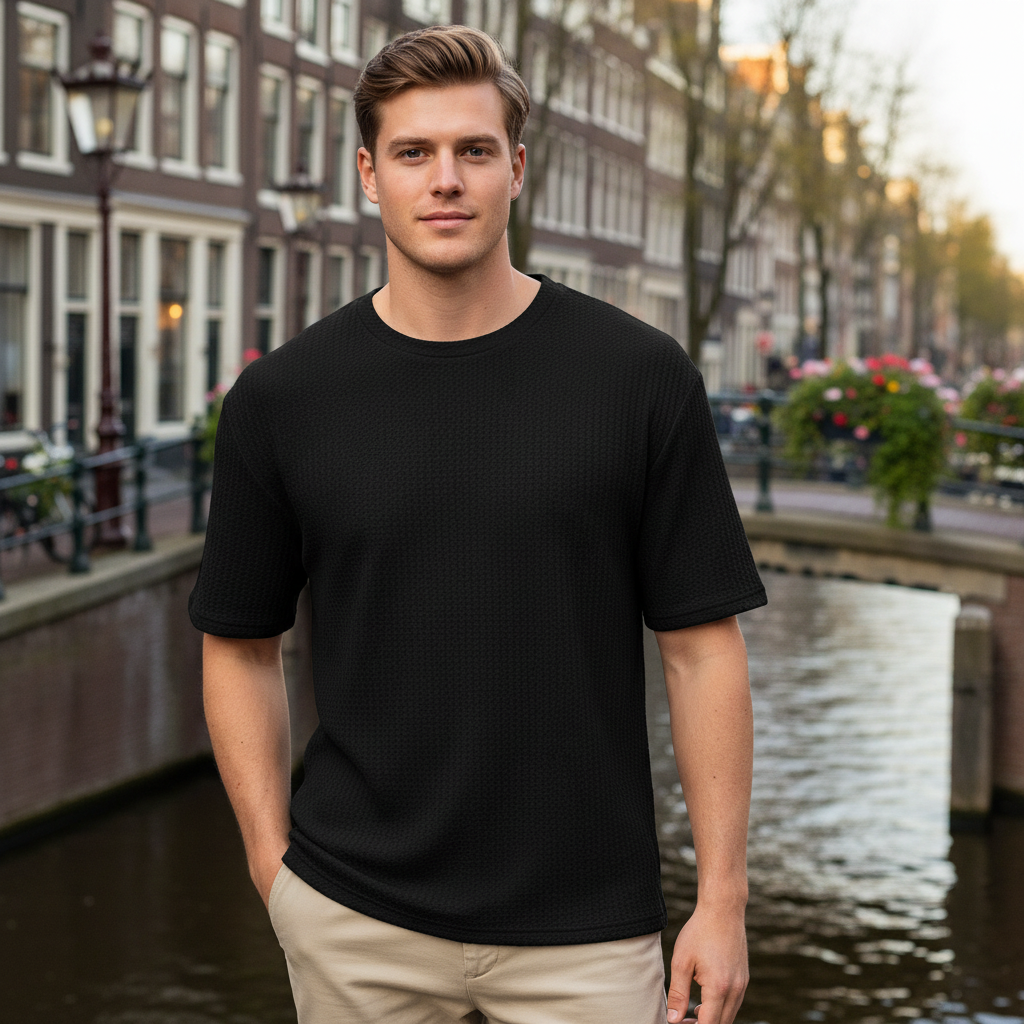 Basser - Heren T-Shirt | Geweven Textuur-Basser-Basser