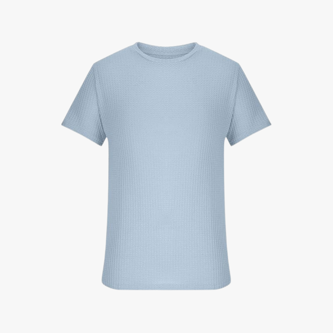 Basser - Heren T-Shirt | Geweven Textuur-Basser-Lichtblauw-S-Basser