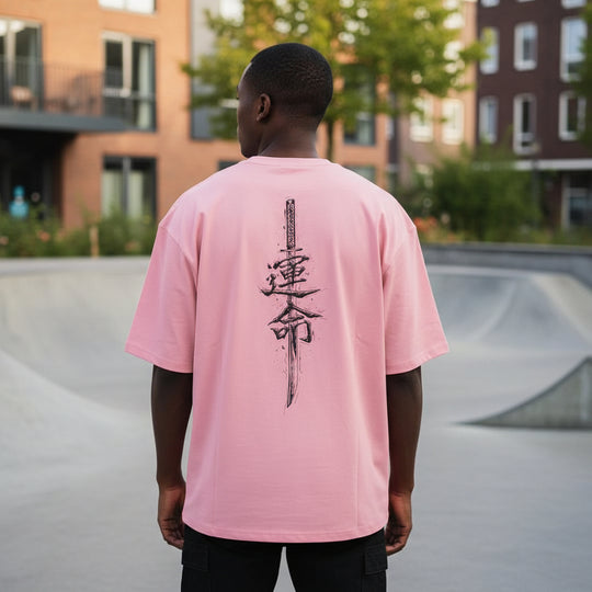 Basser - Heren T-Shirt | Unieke Kalligrafieprint-Basser-Roze-S-Basser