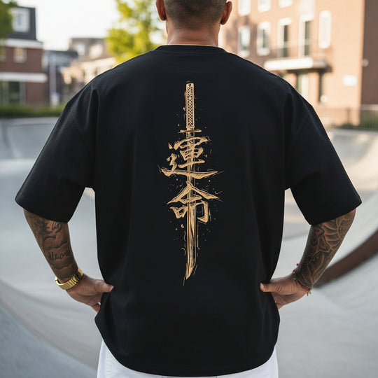 Basser - Heren T-Shirt | Unieke Kalligrafieprint-Basser-Zwart-S-Basser