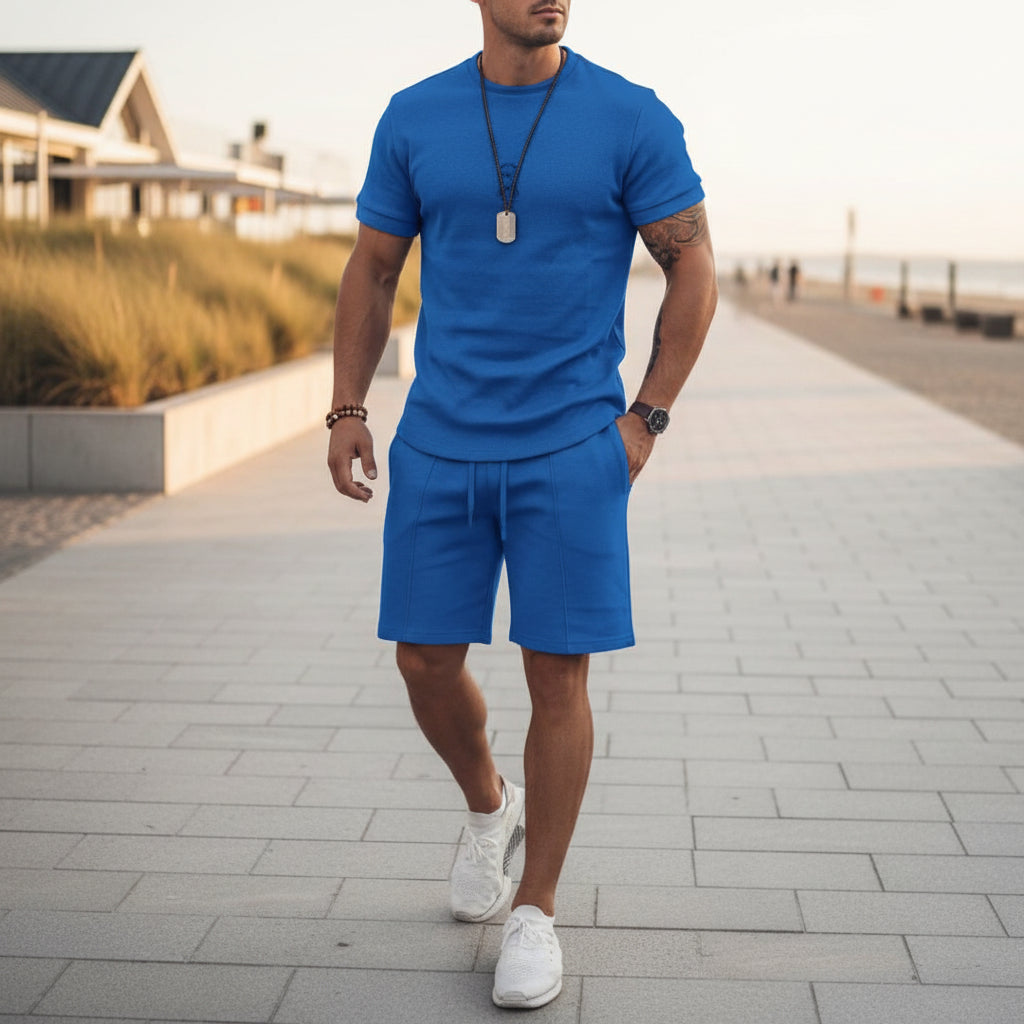 Basser - Heren Zomer Set | Luchtige Top en Short-Basser-Blauw-M-Basser