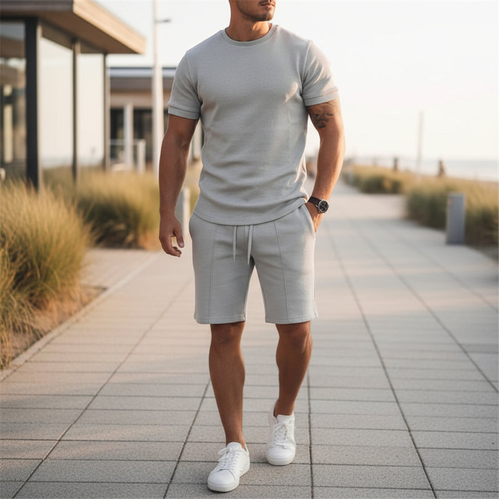Basser - Heren Zomer Set | Luchtige Top en Short-Basser-Grijs-M-Basser