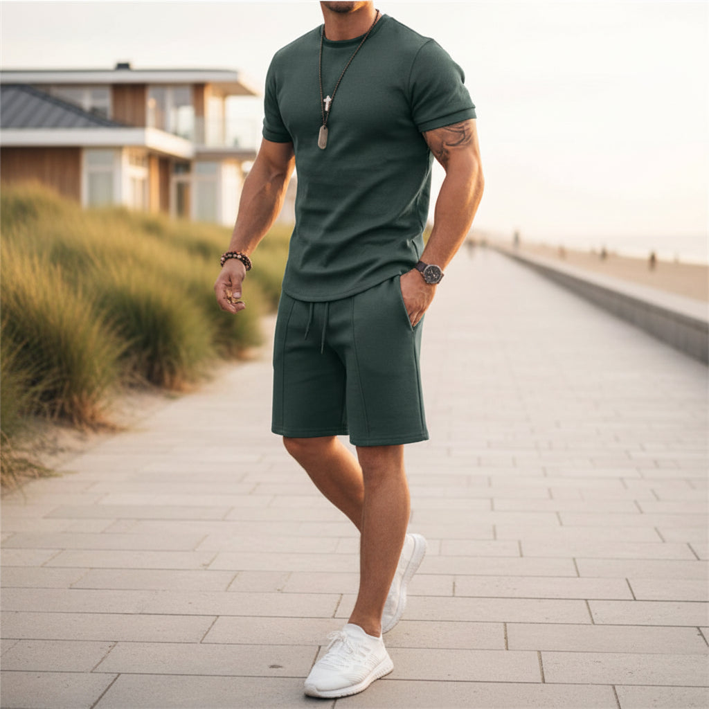 Basser - Heren Zomer Set | Luchtige Top en Short-Basser-Groen-M-Basser