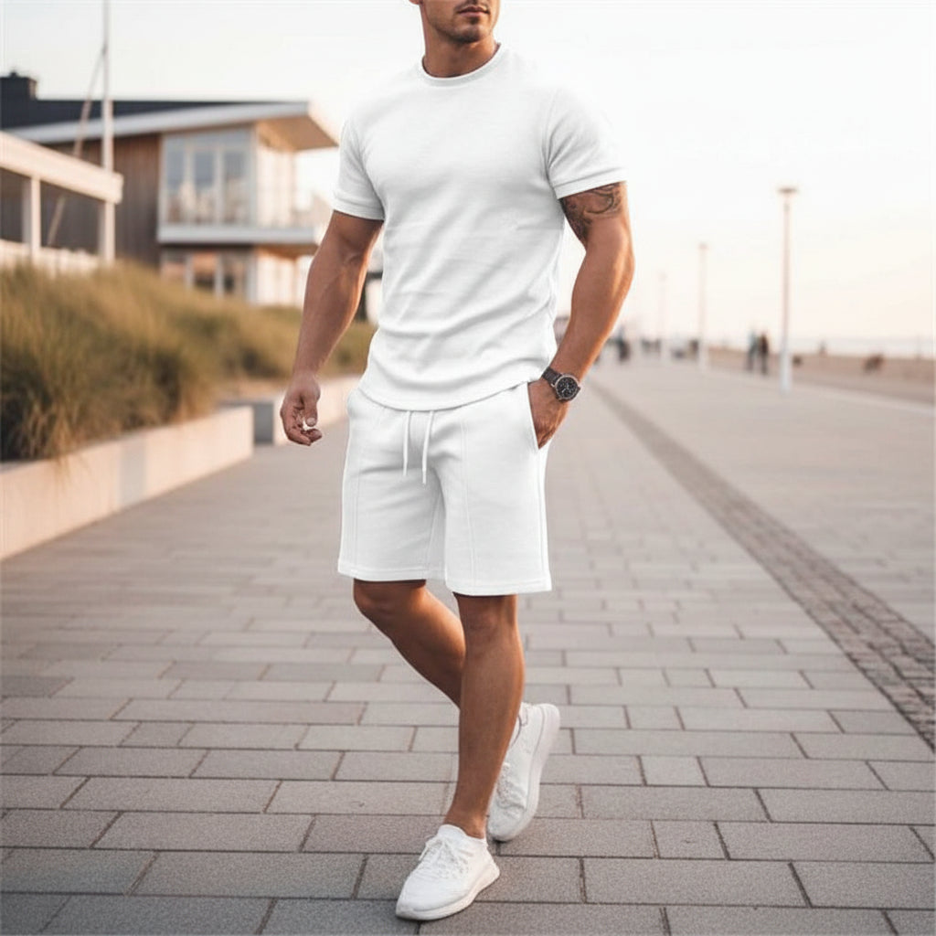 Basser - Heren Zomer Set | Luchtige Top en Short-Basser-Wit-M-Basser