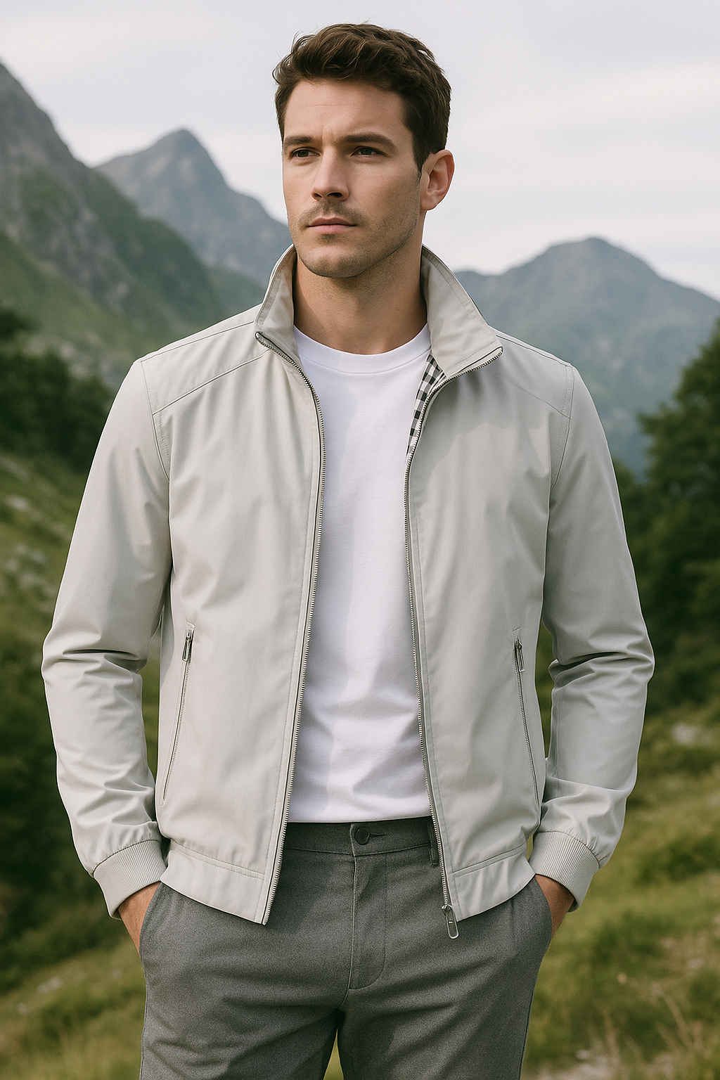 Basser - Heren Zomerjas | Winddicht Ontwerp-Basser-Grijs-M-Basser