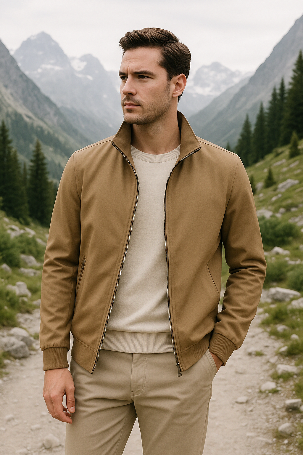 Basser - Heren Zomerjas | Winddicht Ontwerp-Basser-Khaki-M-Basser