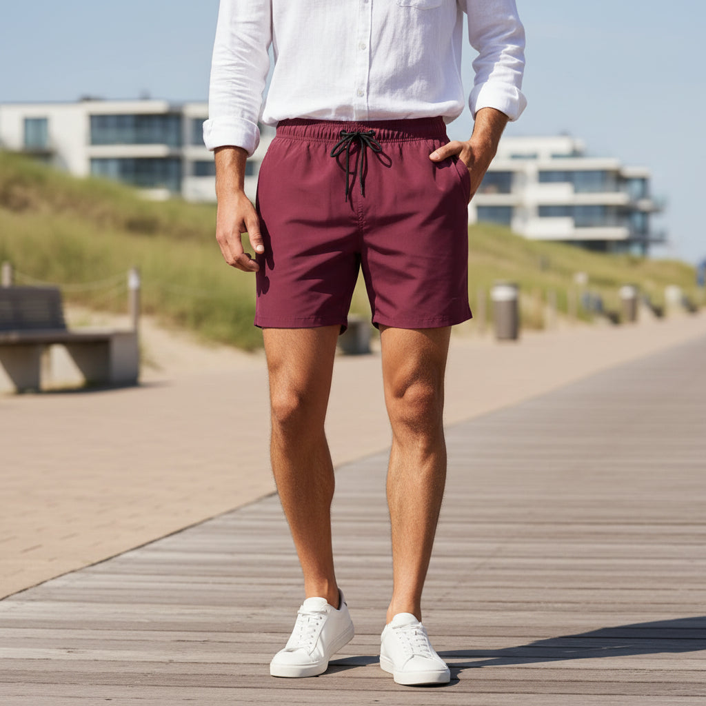 Basser - Heren Zwembroek | Sneldrogend Design-Heren badmode-Basser-Bordeaux-S-Basser