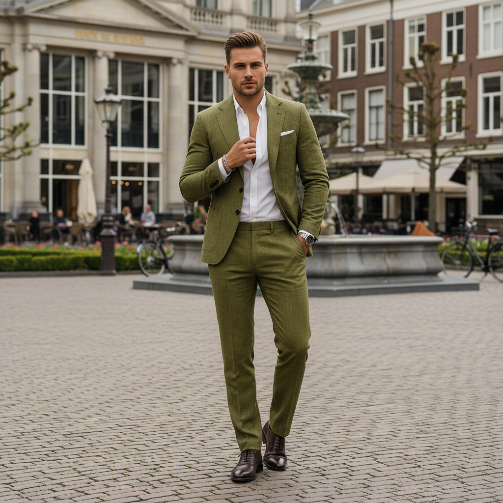 Basser - Heren Blazer Broek Set | Slim Fit Design 0