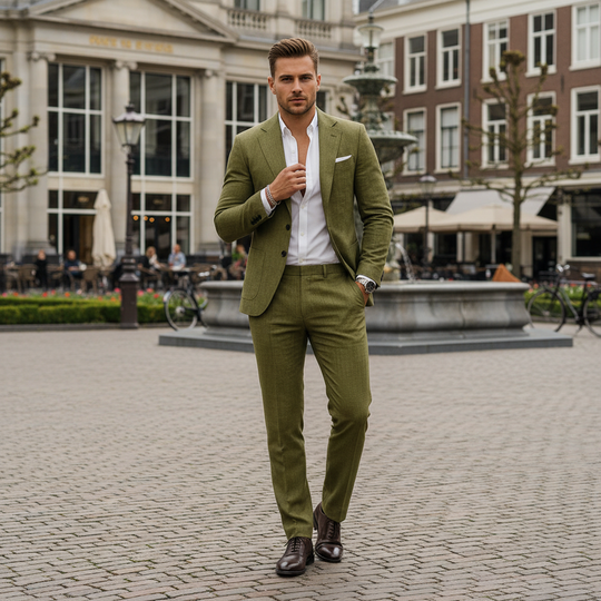 Basser - Heren Blazer Broek Set | Slim Fit Design 0
