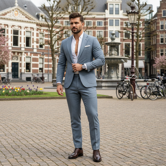 Basser - Heren Blazer Broek Set | Slim Fit Design 3